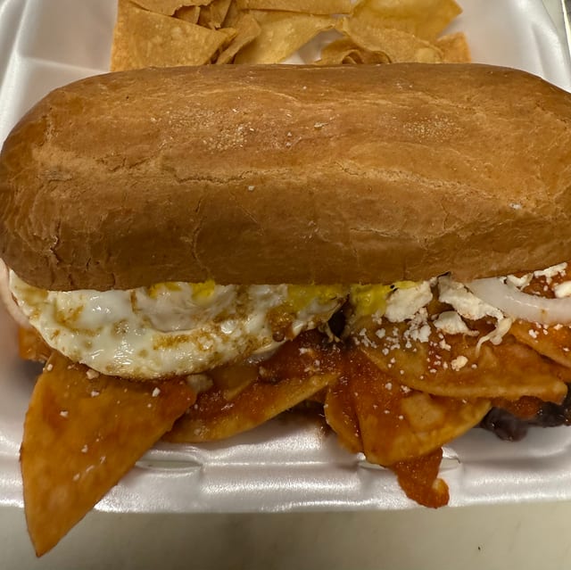 Torta De Pollo Asada, Tazajo, Cecina, and Chorizo O Quesillo.